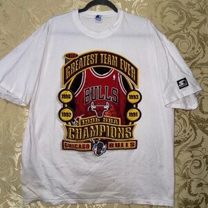 STARTER White Chicago Bulls Champions T-Shirt